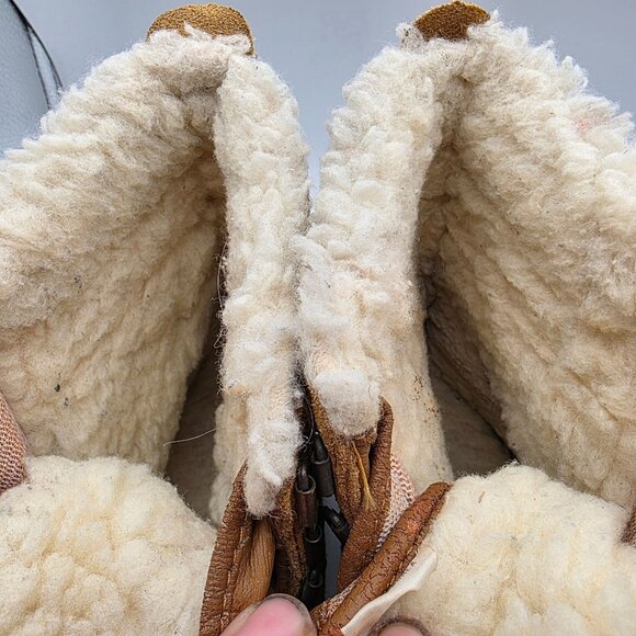 Roffe Shearling-Lined Womens Snow Boots Size 8 Brown Lace Up Winter Footwear - Picture 9 of 13